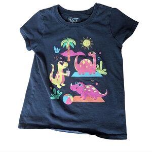 5/$15 Girls The Children's Place Navy Tee with Colorful Dinosaur Print- Size 4T